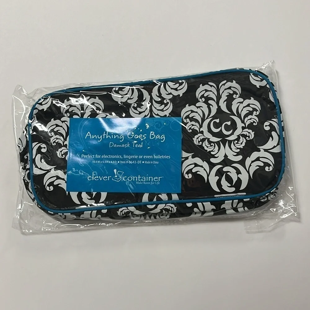 🆕 Travel Pouch for Makeup, Tech, Chargers and Much More Teal Black White